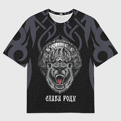 Футболка оверсайз женская Медведь воин в щите, цвет: 3D-принт