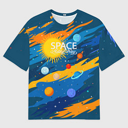 Женская футболка оверсайз Млечный путь -наш дом