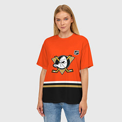 Футболка оверсайз женская Анахайм Дакс хоккей, цвет: 3D-принт — фото 2