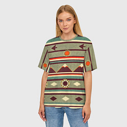 Футболка оверсайз женская Этнический мотив с горами, цвет: 3D-принт — фото 2