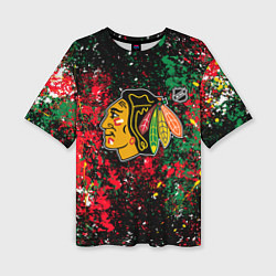 Женская футболка оверсайз Chicago Blackhawks NHL black