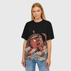 Футболка оверсайз женская Осьминог такояки, цвет: 3D-принт — фото 2