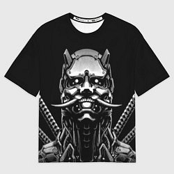 Футболка оверсайз женская Киборг ниндзя в маске демона, цвет: 3D-принт