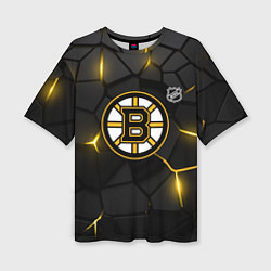 Футболка оверсайз женская Бостон Брюинз - плиты с подсветкой, цвет: 3D-принт