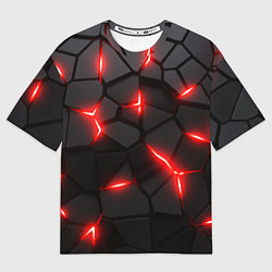 Футболка оверсайз женская Красная неоновая броня, цвет: 3D-принт