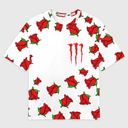 Женская футболка оверсайз Monster energy steel rose