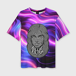 Футболка оверсайз женская Портрет Билли Айлиш из линий, цвет: 3D-принт