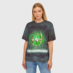 Футболка оверсайз женская Skyrim gold logo Dragonborn, цвет: 3D-принт — фото 2