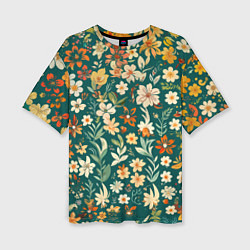Женская футболка оверсайз Нежный цветочный паттерн