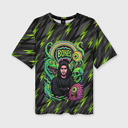 Футболка оверсайз женская Bones психоделический стиль, цвет: 3D-принт