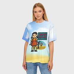 Футболка оверсайз женская Игра в кальмара пиксельный стиль, цвет: 3D-принт — фото 2