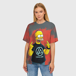 Футболка оверсайз женская Гомер в футболке Linkin Park, цвет: 3D-принт — фото 2