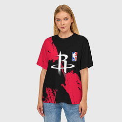 Футболка оверсайз женская Хьюстон Рокетс - брызги краски, цвет: 3D-принт — фото 2
