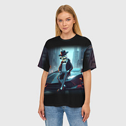 Футболка оверсайз женская Бендер счастливый владелец Ламборджини, цвет: 3D-принт — фото 2