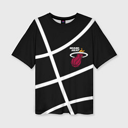 Футболка оверсайз женская Майами Хит - баскетбольный линии, цвет: 3D-принт