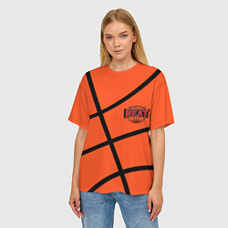 Футболка оверсайз женская Майами Хит - баскетболная разметка, цвет: 3D-принт — фото 2