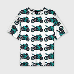 Женская футболка оверсайз Motorbike light blue