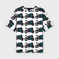 Женская футболка оверсайз Motorbike blue