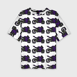 Женская футболка оверсайз The motorcycle is dark purple