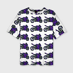 Женская футболка оверсайз Motorcycle purple gloss