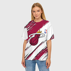 Футболка оверсайз женская Майами Хит - линии с потертостями, цвет: 3D-принт — фото 2