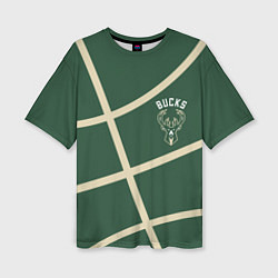 Женская футболка оверсайз Милуоки Бакс - баскетбольные линии