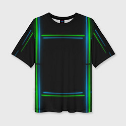 Футболка оверсайз женская Neon green light blue, цвет: 3D-принт