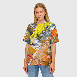 Футболка оверсайз женская Живая Абстракция: Поток Цветов и Форм в Постоянном, цвет: 3D-принт — фото 2