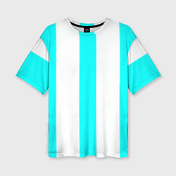 Футболка оверсайз женская Color light blue white lines, цвет: 3D-принт