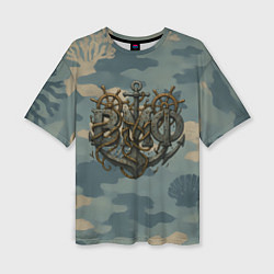 Женская футболка оверсайз ВМФ и большой якорь