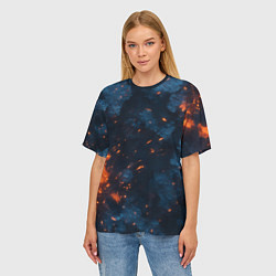 Футболка оверсайз женская Синий камуфляж с искрами, цвет: 3D-принт — фото 2