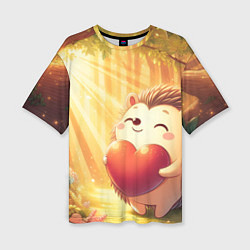 Женская футболка оверсайз Солнечный ёж в лесу