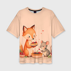 Футболка оверсайз женская Пироги с лисой, цвет: 3D-принт