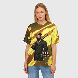 Футболка оверсайз женская XXXTentacion в пиджаке с битой, цвет: 3D-принт — фото 2