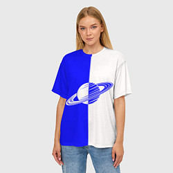 Футболка оверсайз женская Сатурн сине-белый, цвет: 3D-принт — фото 2