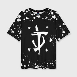 Футболка оверсайз женская Doom брызги белых красок, цвет: 3D-принт