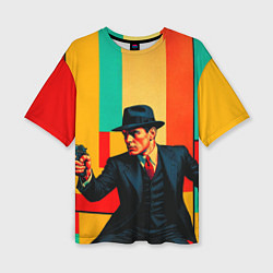 Женская футболка оверсайз Мужчина с пистолетом поп-арт