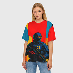 Футболка оверсайз женская Контр-террорист CS 2 поп-арт, цвет: 3D-принт — фото 2