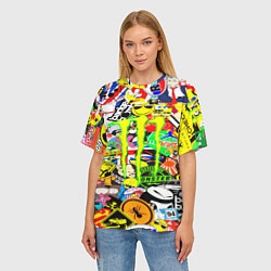 Футболка оверсайз женская Monster energy бренды, цвет: 3D-принт — фото 2