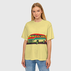 Футболка оверсайз женская Ретро автобус РАФ-977 поп-арт, цвет: 3D-принт — фото 2