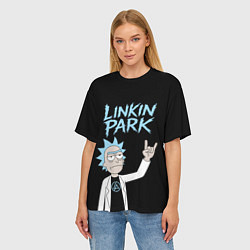 Футболка оверсайз женская Linkin Park и Рик рокер двухсторонняя, цвет: 3D-принт — фото 2