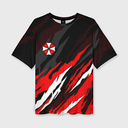 Футболка оверсайз женская Umbrella - красное пламя, цвет: 3D-принт