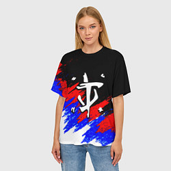 Футболка оверсайз женская Doom триколор краски, цвет: 3D-принт — фото 2