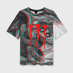 Футболка оверсайз женская Monster energy glitch, цвет: 3D-принт