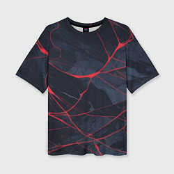 Футболка оверсайз женская Мраморные узоры из переплетений красных линий, цвет: 3D-принт