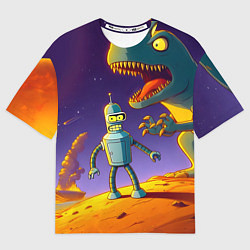 Футболка оверсайз женская Бендер на сказочной планете динозавров, цвет: 3D-принт
