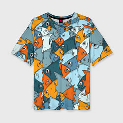 Футболка оверсайз женская Много рыб, цвет: 3D-принт
