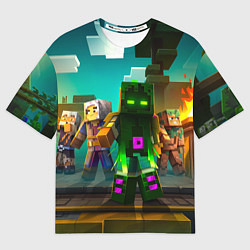 Футболка оверсайз женская Майнкрафт - исследование территории, цвет: 3D-принт