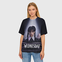 Футболка оверсайз женская Связаная Уэнсдэй с вещью Wednesday, цвет: 3D-принт — фото 2