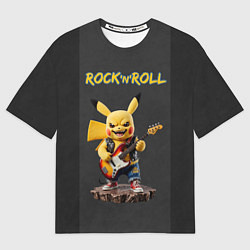 Футболка оверсайз женская Пикачу с элетрогитарой, цвет: 3D-принт